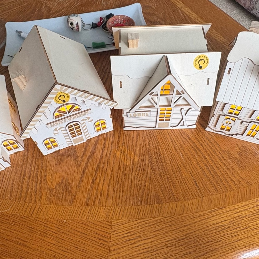DIY Wooden Holiday Village. Have fun with the kids for next holiday season!